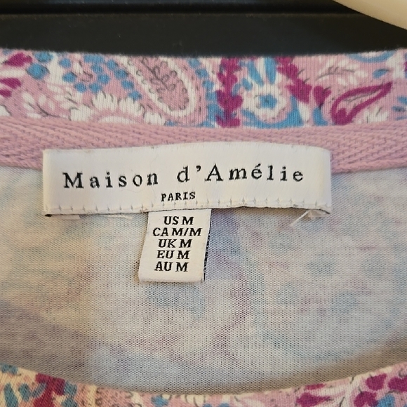 Retro Women's Paisley Long Sleeve Puffy Shoulder Top - Purple - Picture 2 of 4